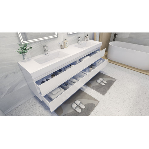 Latitude Run® Carnley 84" WallMounted Double Bathroom Vanity Set